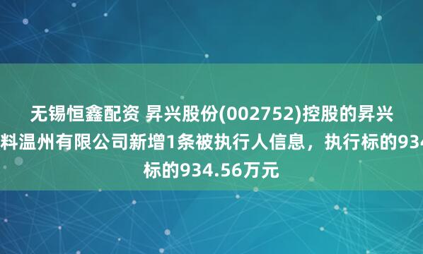 无锡恒鑫配资 昇兴股份(002752)控股的昇兴博德新材料温州有限公司新增1条被执行人信息，执行标的934.56万元